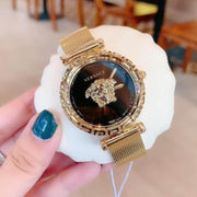  Shop Authentic Versace Palazzo Empire Greca Black Dial Gold Mesh Bracelet Watch for Women - VEDV00519 - Luxxuri