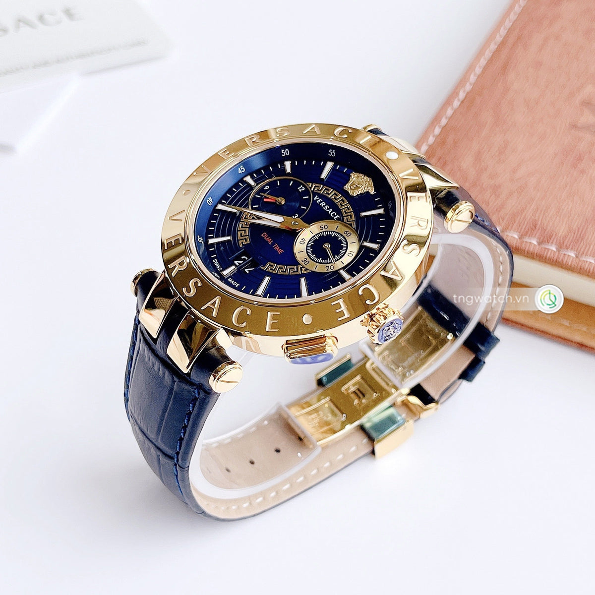  Shop Authentic Versace V-Race Multifunction Quartz Blue Dial Blue Leather Strap Watch For Men - VEBV00219 - Luxxuri