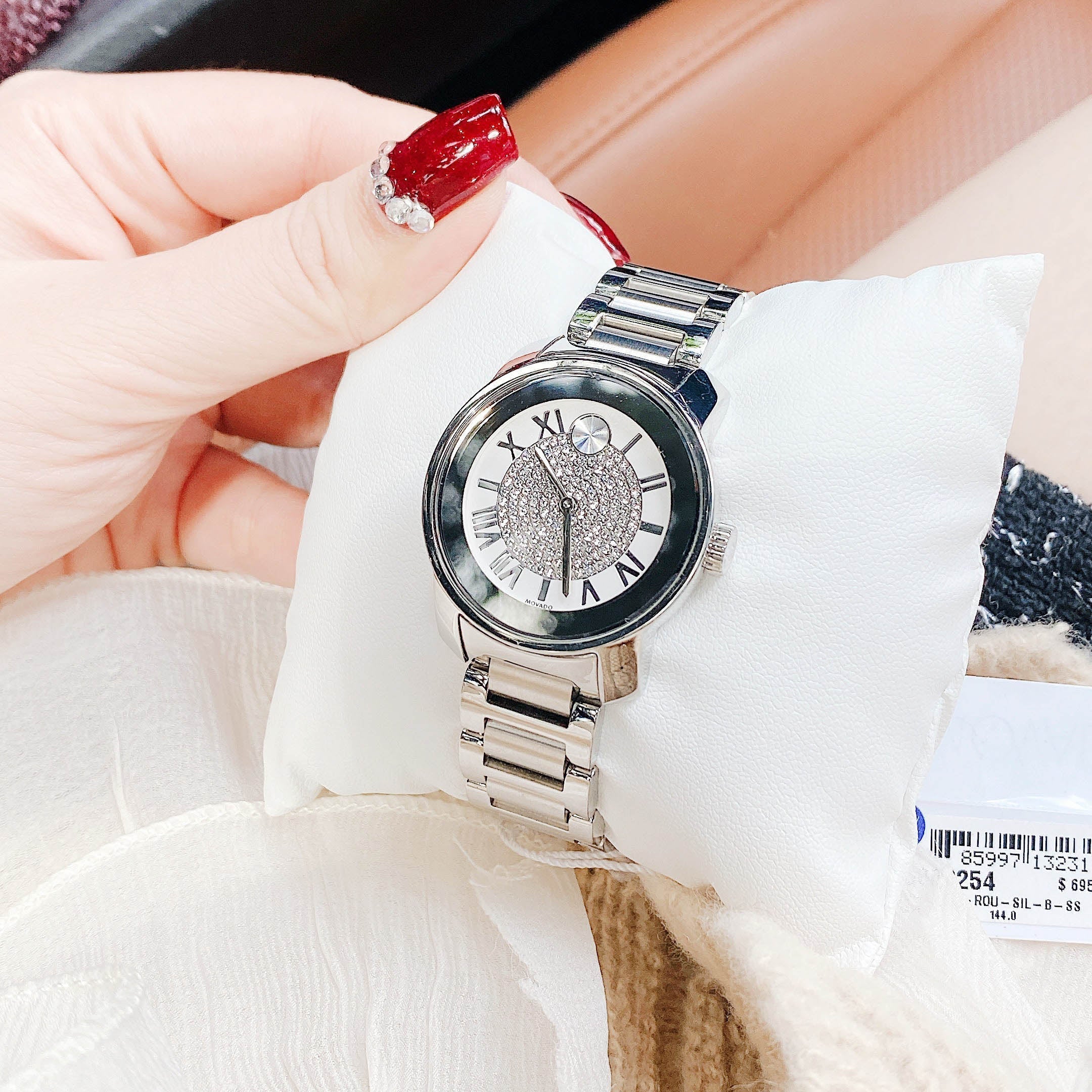  Shop Authentic Movado Bold Crystal Pave Silver Dial Silver Steel Strap Watch for Women - 3600254 - Luxxuri