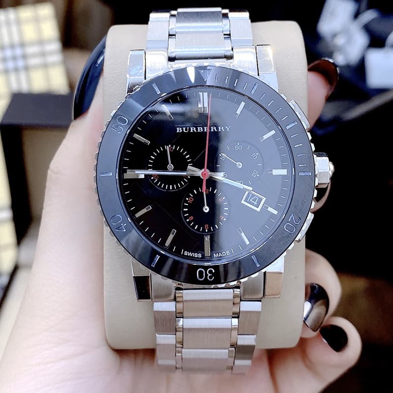  Shop Authentic Burberry The City Black Dial Silver Steel Strap Watch for Men - BU9380 - Luxxuri