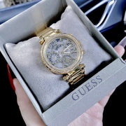  Shop Authentic Guess Solstice Diamonds Gold Dial Gold Steel Strap Watch for Women - GW0403L2 - Luxxuri