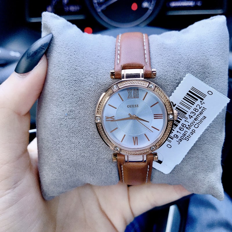  Shop Authentic Guess Park Avenue Blue Dial Brown Leather Strap Watch for Women - W0838L2 - Luxxuri