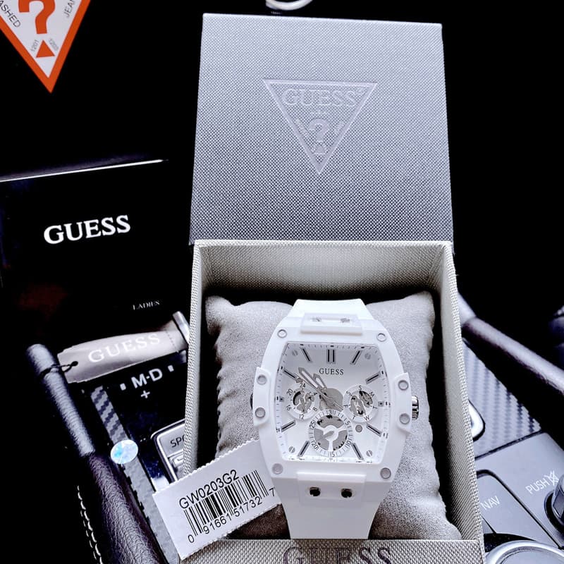  Shop Authentic Guess Phoenix Multifunction White Dial White Rubber Strap Watch for Men - GW0203G2 - Luxxuri
