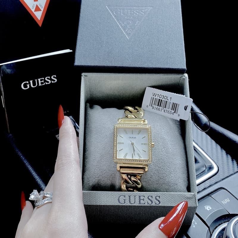  Shop Authentic Guess Vanity Diamonds Silver Dial Gold Steel Strap Watch for Women - W1030L2 - Luxxuri