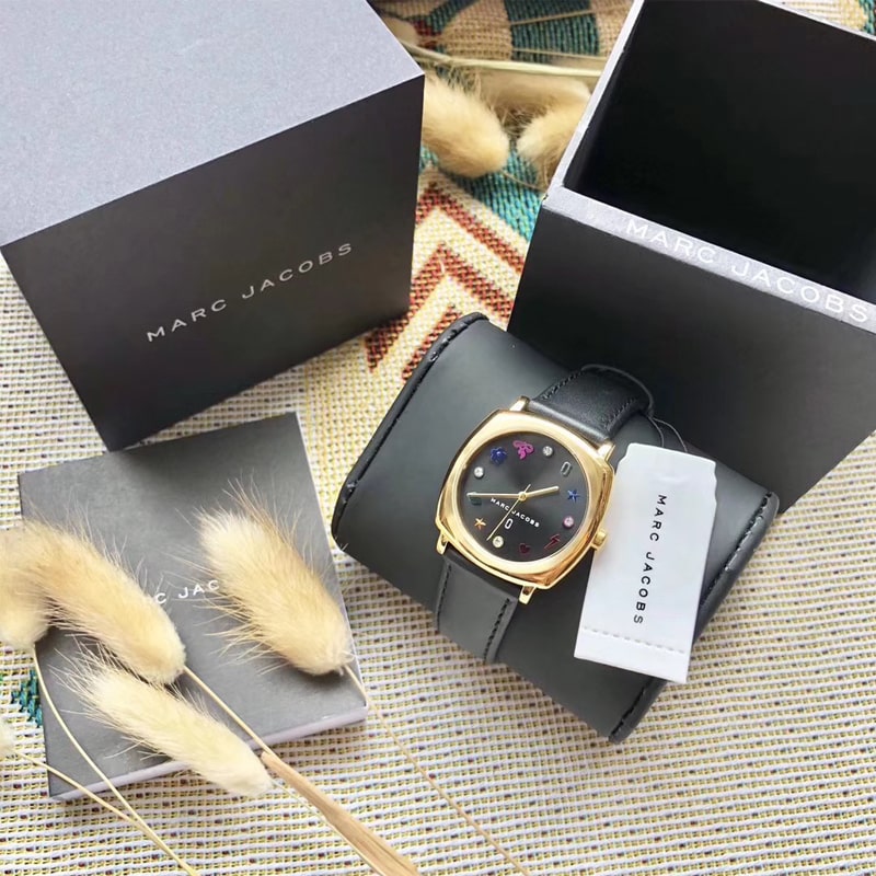  Shop Authentic Marc Jacobs Mandy Black Dial Black Leather Strap Watch for Women - MJ1597 - Luxxuri