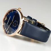  Shop Authentic Emporio Armani Classic Quartz Blue Dial Blue Leather Strap Watch For Men  - AR2071 - Luxxuri