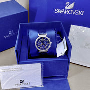  Shop Authentic Swarovski Passage Chrono Crystal Blue Dial Blue Leather Strap Watch for Women - 5580342 - Luxxuri