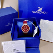  Shop Authentic Swarovski Passage Chrono Red Dial Red Leather Strap Watch for Women - 5580345 - Luxxuri