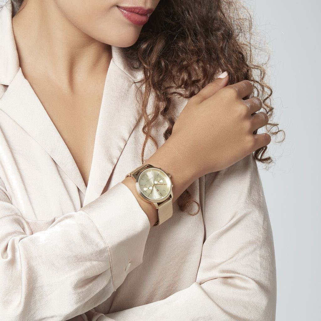  Shop Authentic Tommy Hilfiger Blake Quartz Gold Dial Gold Mesh Bracelet Watch for Women - 1782302 - Luxxuri