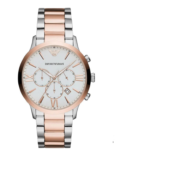  Shop Authentic Emporio Armani Giovanni Chronograph Quartz White Dial Two Tone Steel Strap Watch For Men - AR11209 - Luxxuri