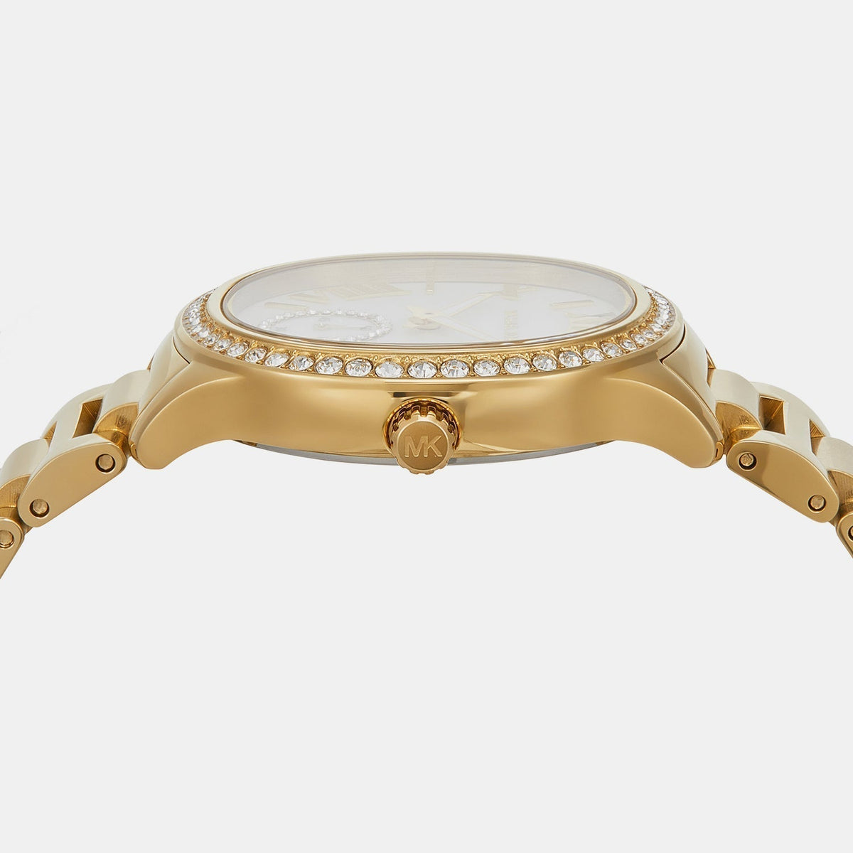  Shop Authentic Michael Kors Sage Three-Hand Mother of Pearl White Dial Gold Steel Strap Watch for Women - MK4805 - Luxxuri