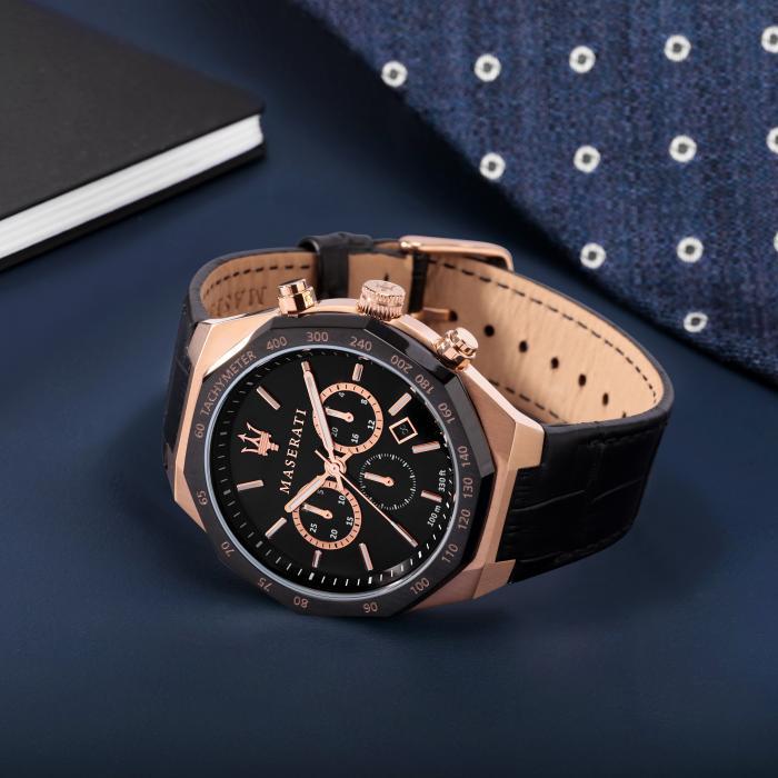 Shop Authentic Maserati Stile Black Matte Dial Black Leather Strap Watch For Men - R8871642001 - Luxxuri