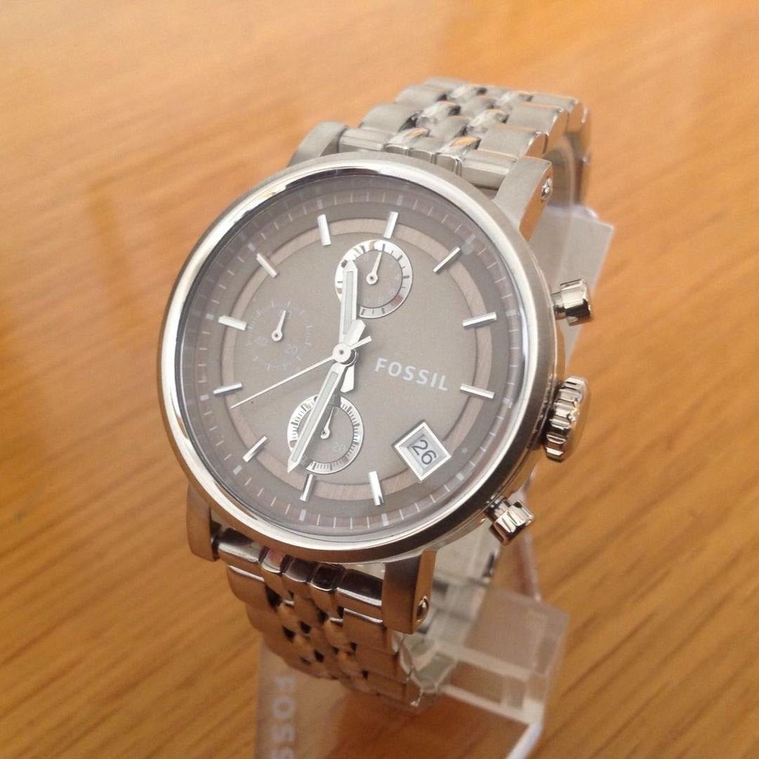  Shop Authentic Fossil Boyfriend Chronograph Brown Dial Silver Steel Strap Watch for Women - ES3747 - Luxxuri