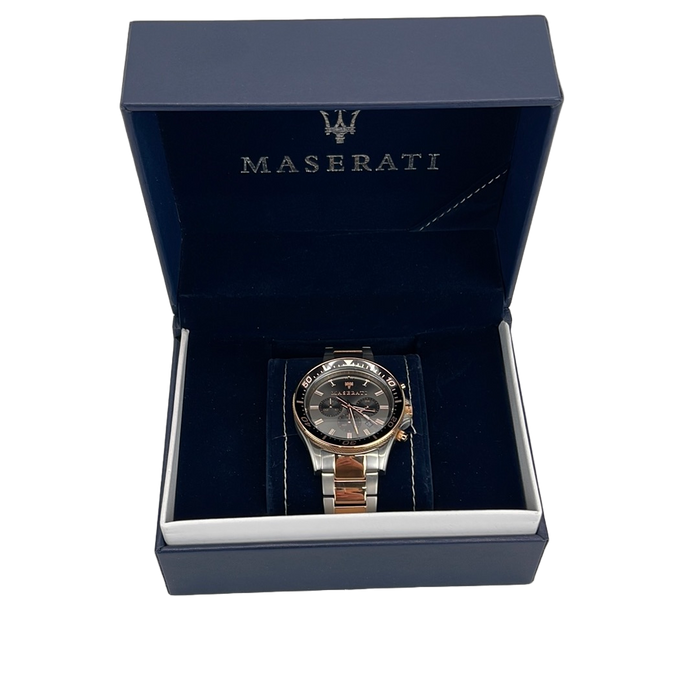  Shop Authentic Maserati SFIDA Chronograph Black Dial Two Tone Steel Strap Watch For Men - R8873640002 - Luxxuri