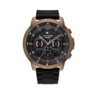  Shop Authentic Tommy Hilfiger Luca Chronograph Black Dial Black Rubber Strap Watch For Men - 1710491 - Luxxuri