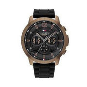  Shop Authentic Tommy Hilfiger Luca Chronograph Black Dial Black Rubber Strap Watch For Men - 1710491 - Luxxuri