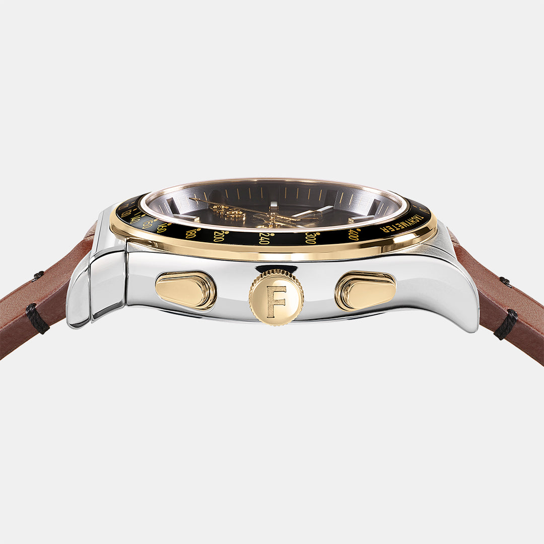  Shop Authentic Salvatore Ferragamo 1927 Chrono Analog Black Dial Brown Leather Strap Watch for Men - SFKZ00323 - Luxxuri