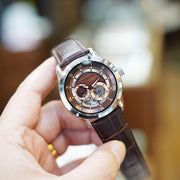  Shop Authentic Bulova Classic Skeleton Automatic Brown Dial Brown Leather Strap Watch for Men - 96A120 - Luxxuri
