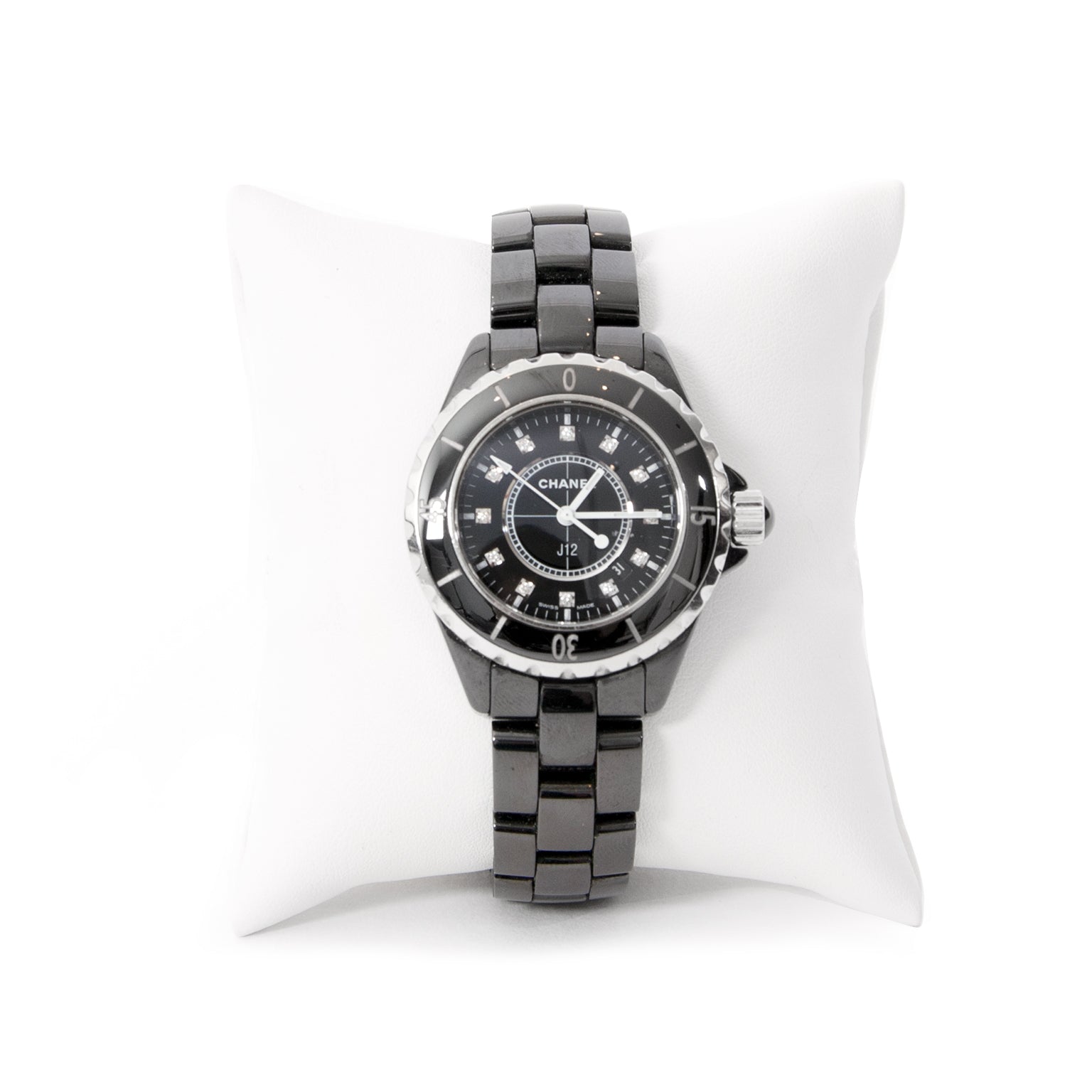  Shop Authentic Chanel J12 Quartz Diamonds Black Dial Black Steel Strap Watch for Women - J12 H1625 - Luxxuri
