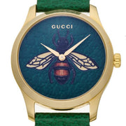  Shop Authentic Gucci G Timeless Bee Green Dial Green Leather Strap Watch For Women - YA1264065 - Luxxuri