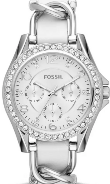  Shop Authentic Fossil Riley White Dial White Leather Strap Watch for Women - ES3463 - Luxxuri