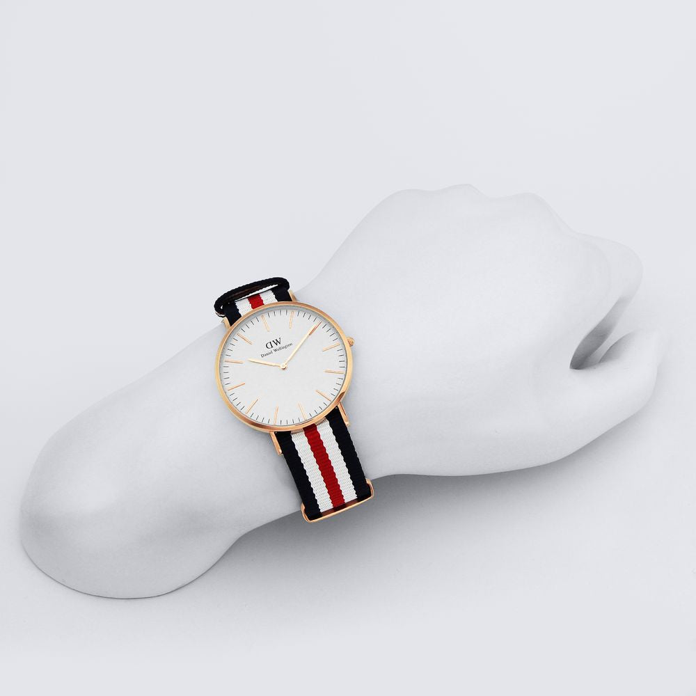  Shop Authentic Daniel Wellington Classic Canterbury White Dial Two Tone Nylon Strap Watch For Men - DW00100002 - Luxxuri