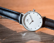  Shop Authentic Daniel Wellington Classy Sheffield White Dial Black Leather Strap Watch For Women - DW00100068 - Luxxuri