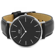  Shop Authentic Daniel Wellington Classic Sheffield Black Dial Black Leather Strap Watch For Men - DW00100133 - Luxxuri