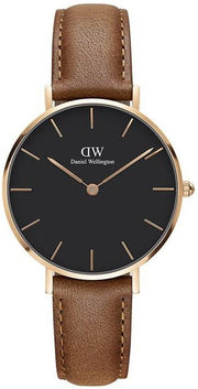  Shop Authentic Daniel Wellington Classic Petite Durham Black Dial Brown Leather Strap Watch For Women - DW00100166 - Luxxuri