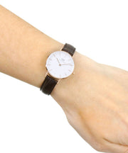  Shop Authentic Daniel Wellington Classic Petite York White Dial Brown Leather Strap Watch For Women - DW00100232 - Luxxuri