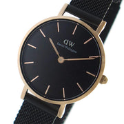  Shop Authentic Daniel Wellington Petite Ashfield Black Dial Black Mesh Strap Watch For Women - DW00100245 - Luxxuri