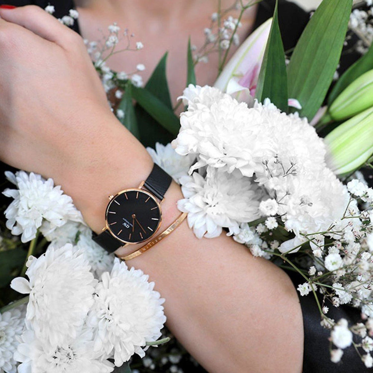  Shop Authentic Daniel Wellington Petite Ashfield Black Dial Black Mesh Strap Watch For Women - DW00100245 - Luxxuri
