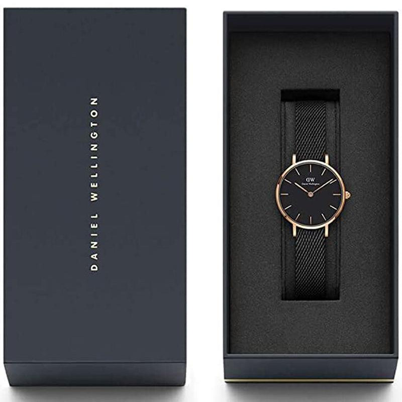  Shop Authentic Daniel Wellington Petite Ashfield Black Dial Black Mesh Strap Watch For Women - DW00100245 - Luxxuri