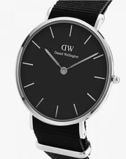  Shop Authentic Daniel Wellington Petite Cornwall Black Dial Black Nylon Strap Watch For Women - DW00100248 - Luxxuri