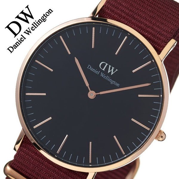 Daniel Wellington Classic Roselyn Black Dial Maroon Nylon Strap Watch For Women - DW00100269