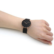 Shop Authentic Daniel Wellington Petite Ashfield Black Dial Black Mesh Strap Watch for Women - DW00100307 - Luxxuri
