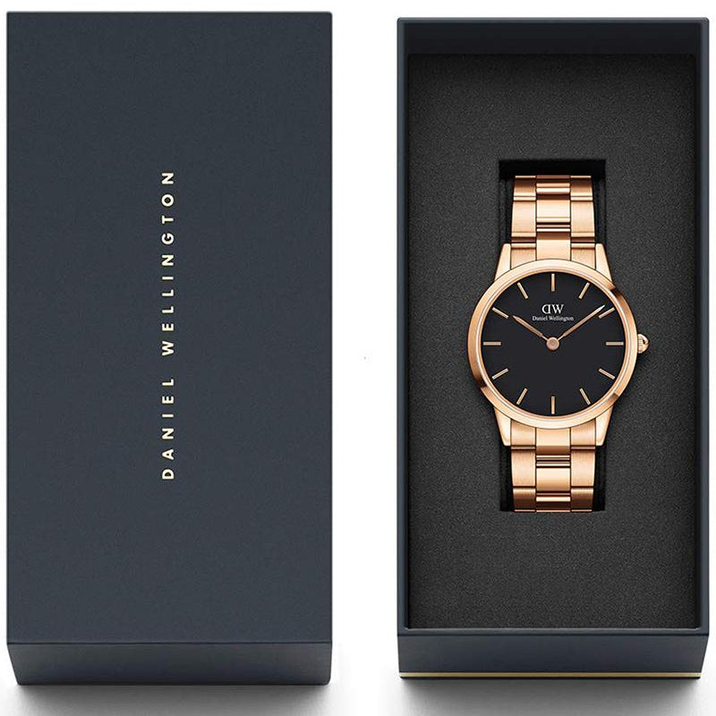  Shop Authentic Daniel Wellington Iconic Link Black Dial Rose Gold Steel Strap Watch For Men - DW00100344 - Luxxuri
