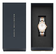  Shop Authentic Daniel Wellington Iconic Link White Dial Two Tone Steel Strap Watch For Women - DW00100358 - Luxxuri