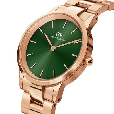  Shop Authentic Daniel Wellington Iconic Link Emerald Green Dial Rose Gold Steel Strap Watch For Women - DW00100421 - Luxxuri