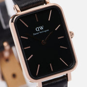  Shop Authentic Daniel Wellington Quadro Sheffield Black Dial Black Leather Strap Watch For Women - DW00100435 - Luxxuri