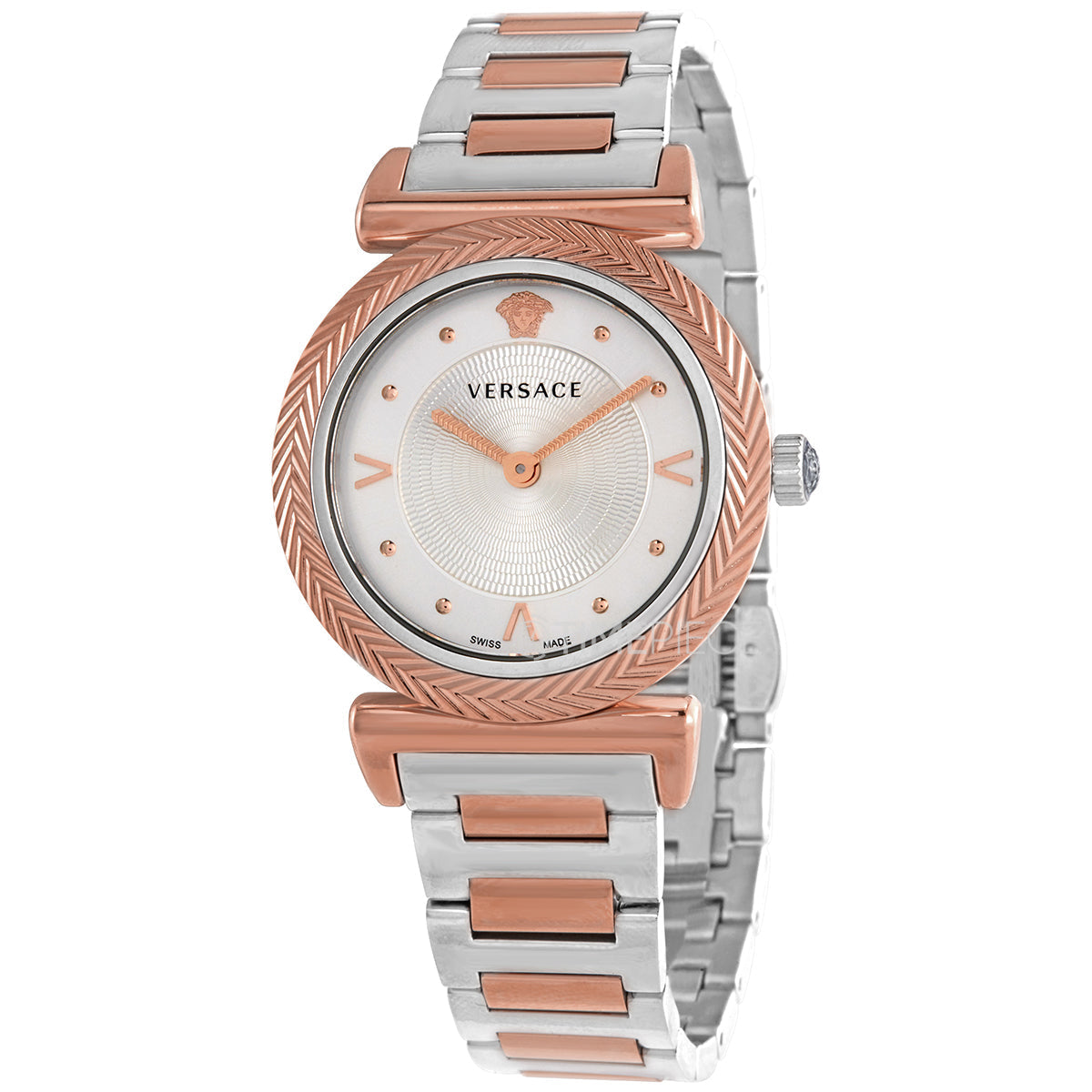  Shop Authentic Versace V-Motif Silver Dial Two Tone Steel Strap Watch for Women - VERE00718 - Luxxuri