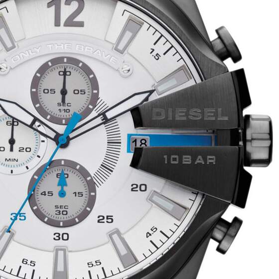  Shop Authentic Diesel Mega Chief White Dial Brown Leather Strap Watch For Men - DZ4280 - Luxxuri