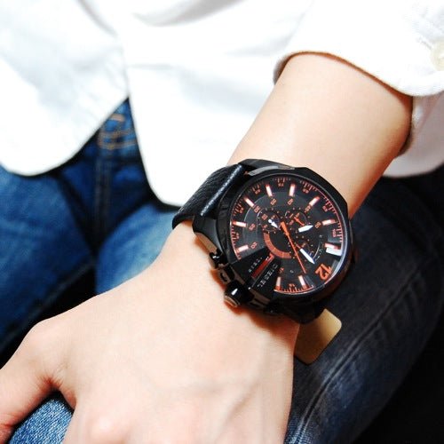  Shop Authentic Diesel Mega Chief Chronograph Black Dial Black Leather Strap Watch For Men - DZ4291 - Luxxuri