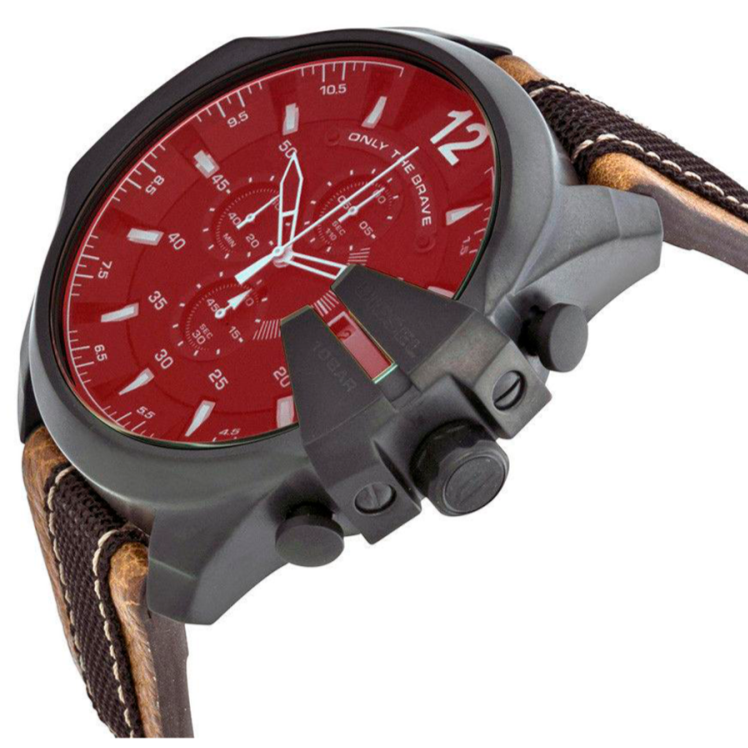  Shop Authentic Diesel Mega Chief Quartz Black Dial Two Tone Leather Strap Watch For Men - DZ4305 - Luxxuri