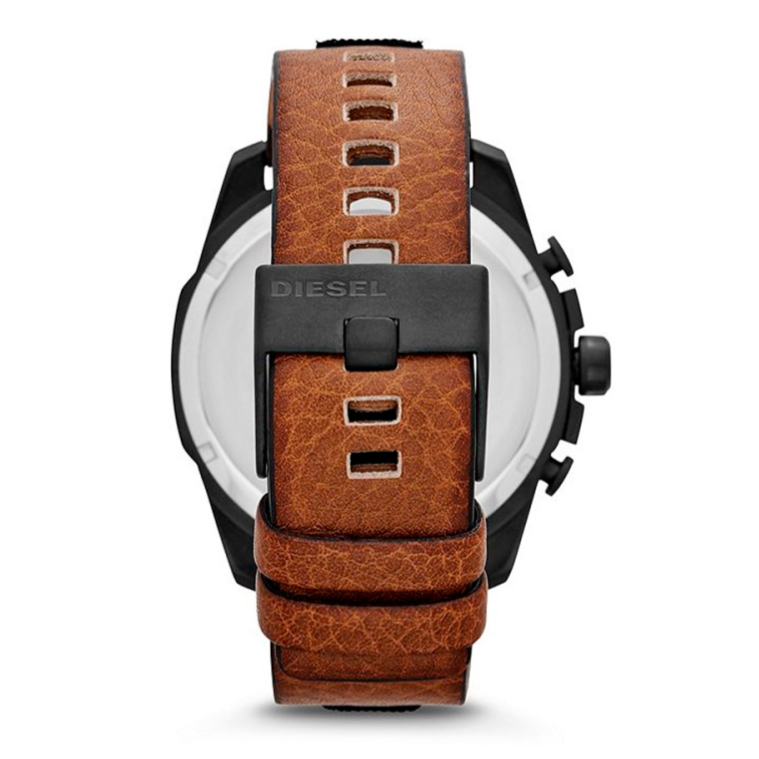  Shop Authentic Diesel Mega Chief Quartz Black Dial Two Tone Leather Strap Watch For Men - DZ4305 - Luxxuri