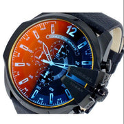  Shop Authentic Diesel Mega Chief Black Dial Black Leather Strap Watch For Men - DZ4323 - Luxxuri