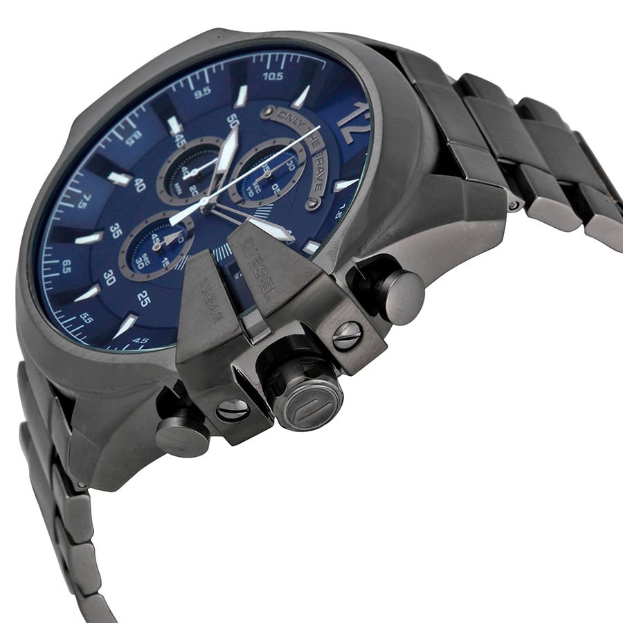  Shop Authentic Diesel Mega Chief Chronograph Blue Dial Black Steel Strap Watch For Men - DZ4329 - Luxxuri