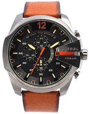  Shop Authentic Diesel Mega Chief Quartz Chronograph Brown Leather Strap Watch For Men - DZ4343 - Luxxuri