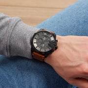  Shop Authentic Diesel Mega Chief Grey Dial Brown Leather Strap Watch For Men - DZ4463 - Luxxuri