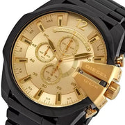  Shop Authentic Diesel Mega Chief Chronograph Gold Dial Black Steel Strap Watch For Men - DZ4485 - Luxxuri